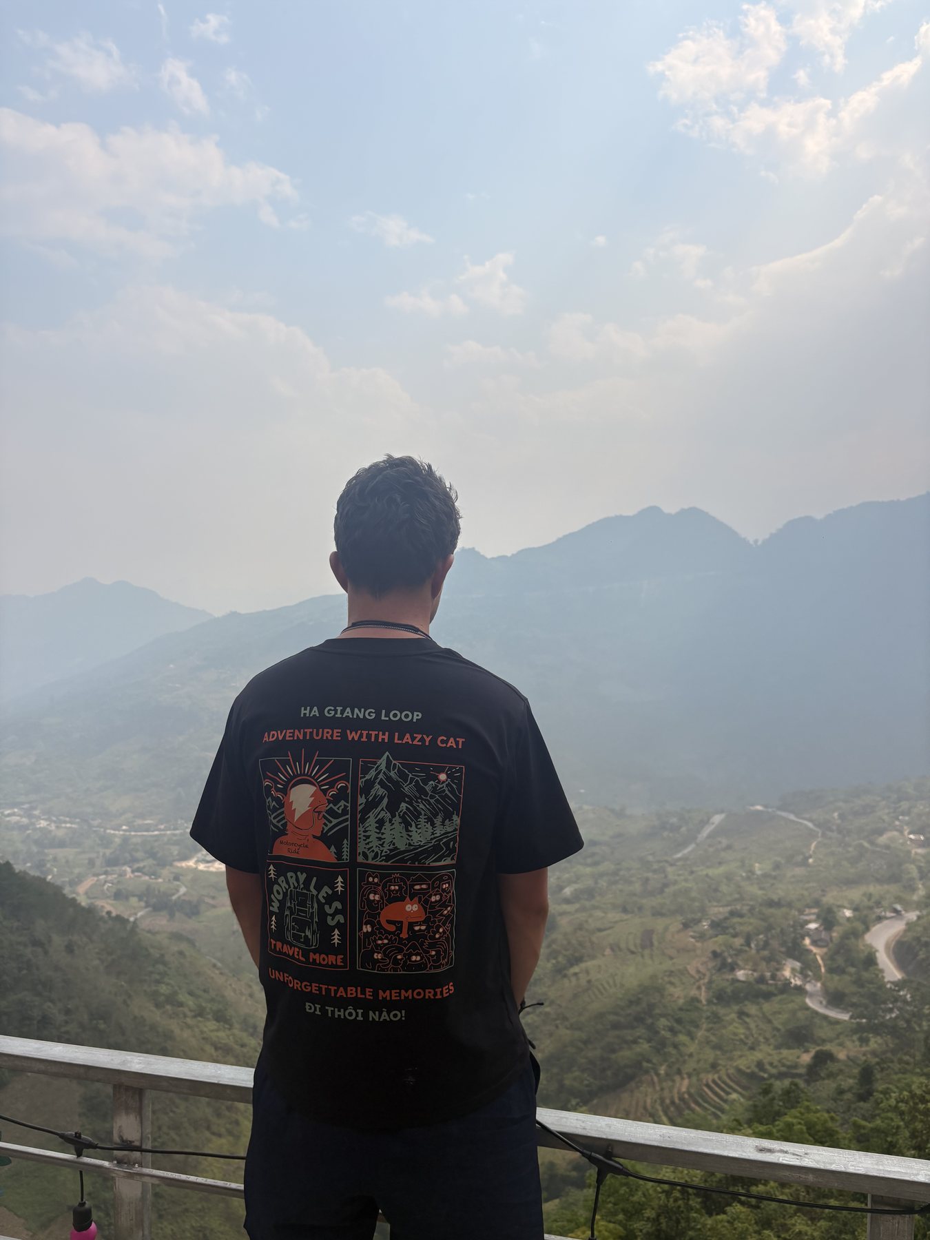 Ollie looking across the mountains on the Ha Giang Loop in Vietnam